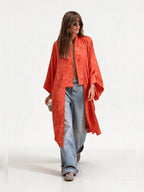 Cárdigan kimono naranja de jacquard