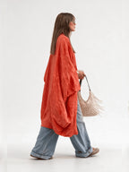 Cárdigan kimono naranja de jacquard