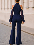 Mono Halter con Hombros Descubiertos, Gasa y Pierna Ancha