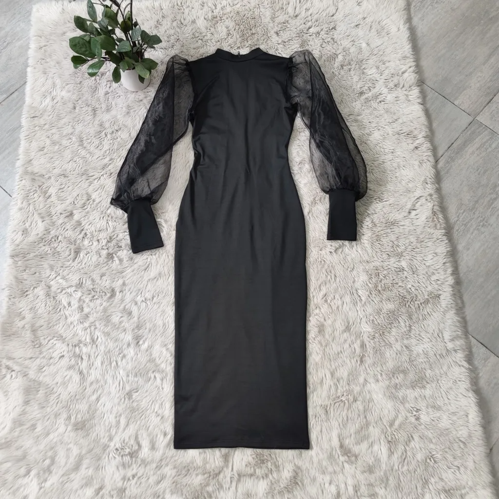 Vestido Puff de Manga Larga