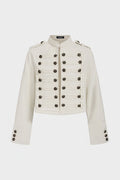 Chaqueta beige cropped con botones