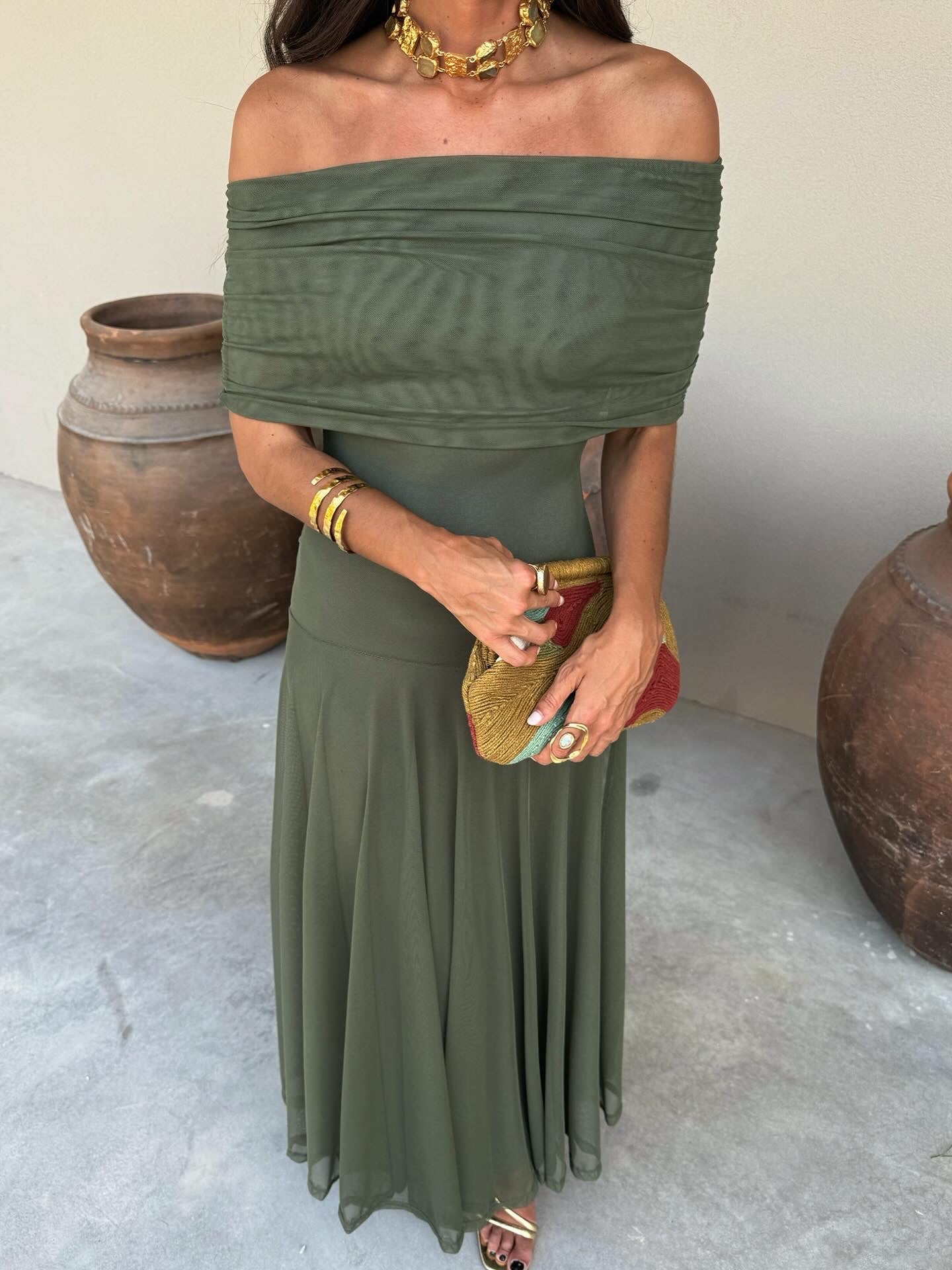Vestido Largo Nour Verde militar
