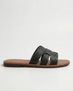 Sandalias Slide Planas con Efecto Piel