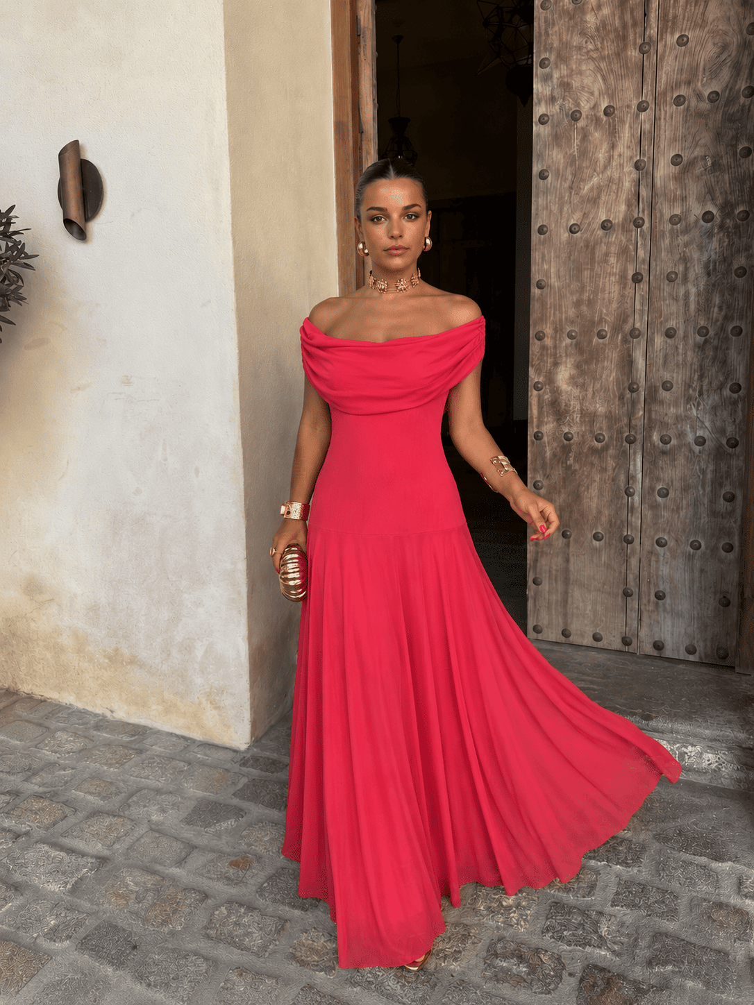 Vestido Nour Largo Color Coral