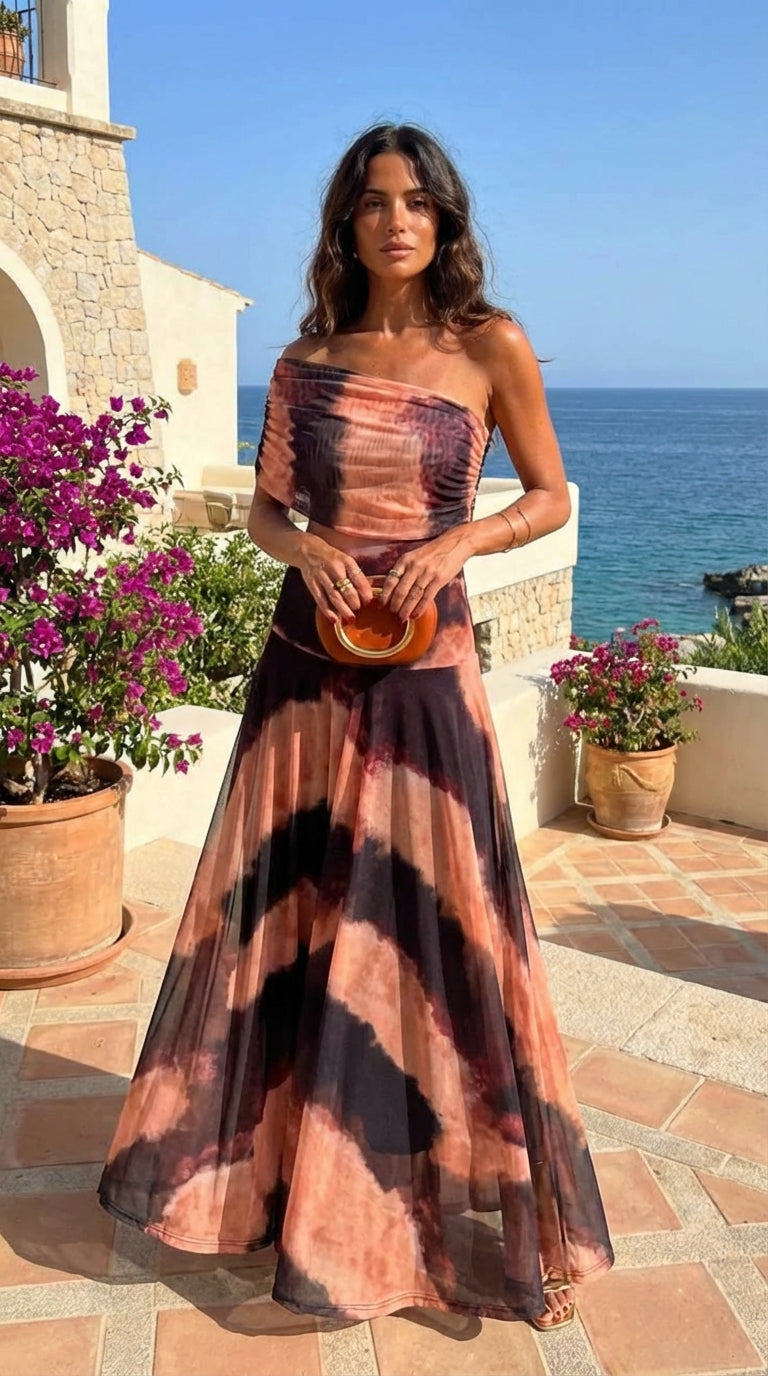 Vestido Nour con estampado Coral/Terracota