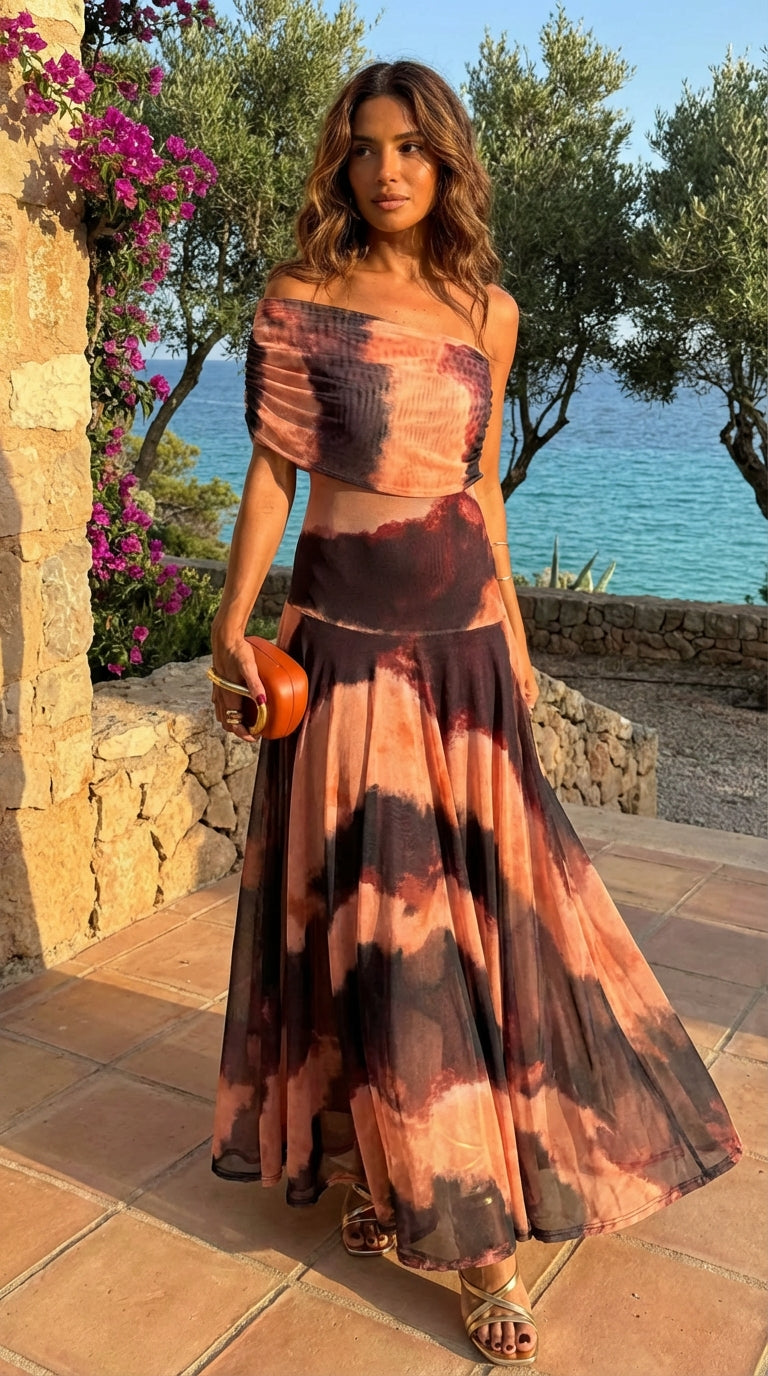 Vestido Nour con estampado Coral/Terracota