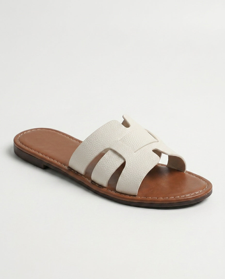 Sandalias Slide Planas con Efecto Piel