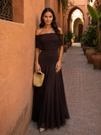Vestido Nour de tul color marrón