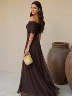 Vestido Nour de tul color marrón