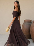 Vestido Nour de tul color marrón