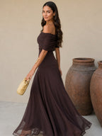 Vestido Nour de tul color marrón