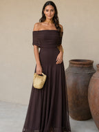 Vestido Nour de tul color marrón
