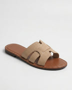 Sandalias Slide Planas con Efecto Piel