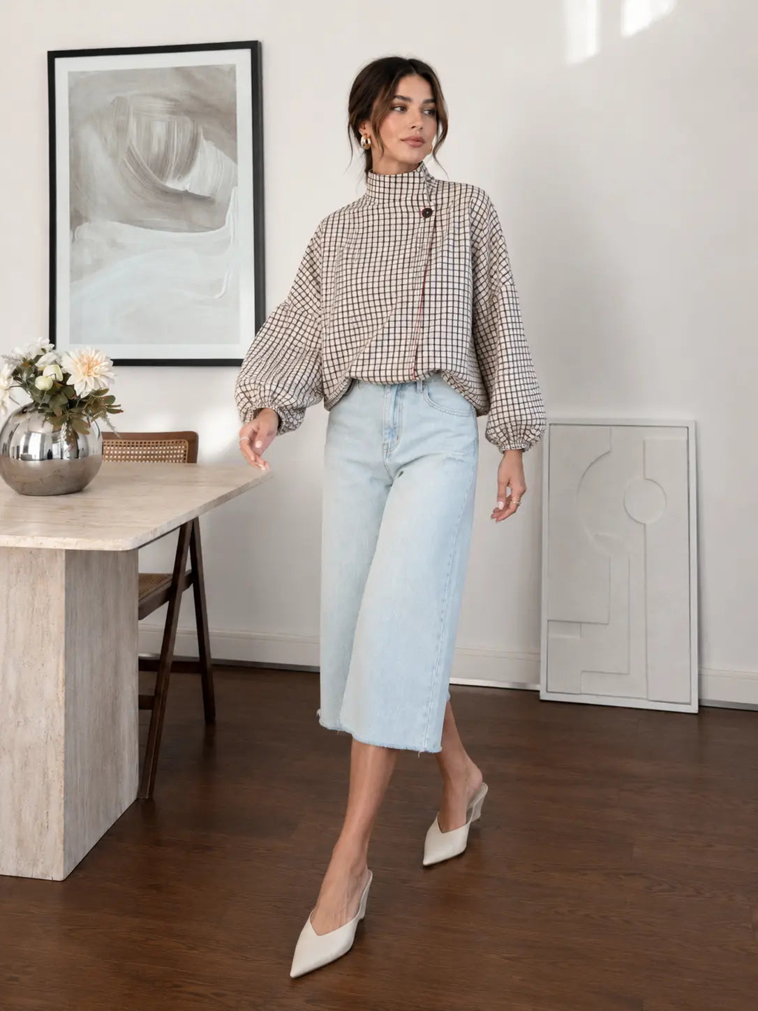 Chaqueta cropped a cuadros