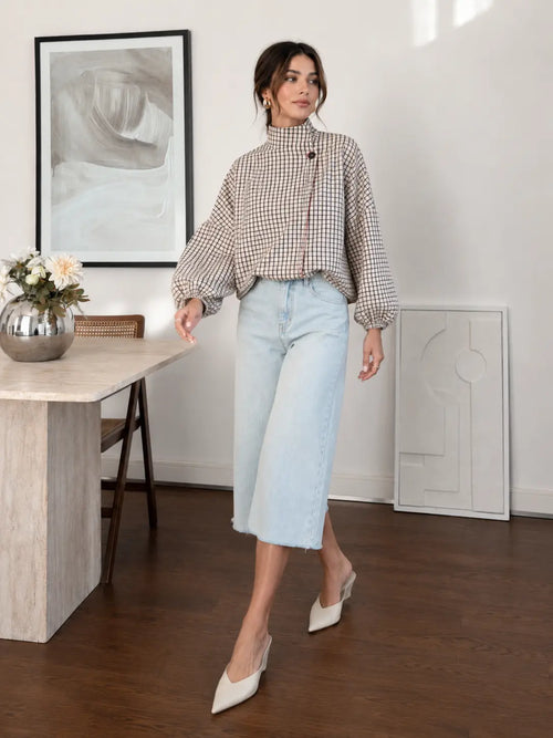 Chaqueta cropped a cuadros