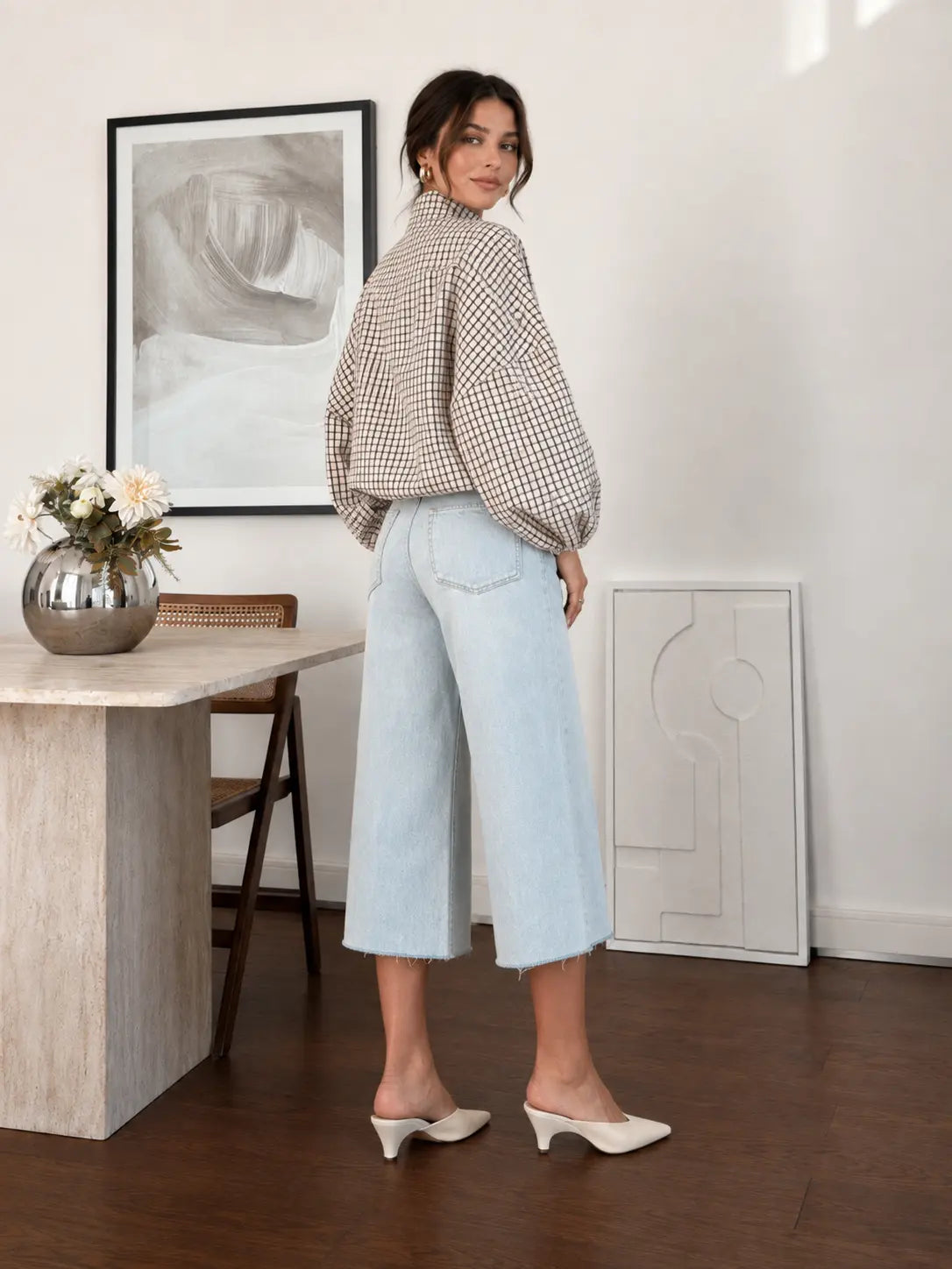 Chaqueta cropped a cuadros
