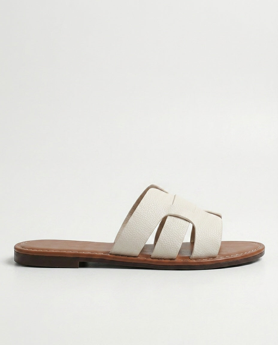 Sandalias Slide Planas con Efecto Piel
