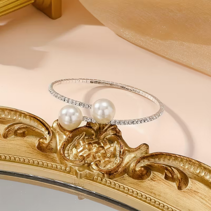 Brazalete de perlas diamante