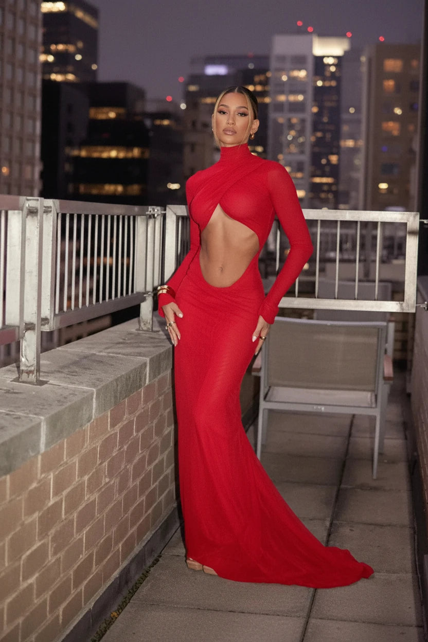 Vestido Maxi Rojo Cut Out