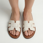Sandalias Slide Planas con Efecto Piel