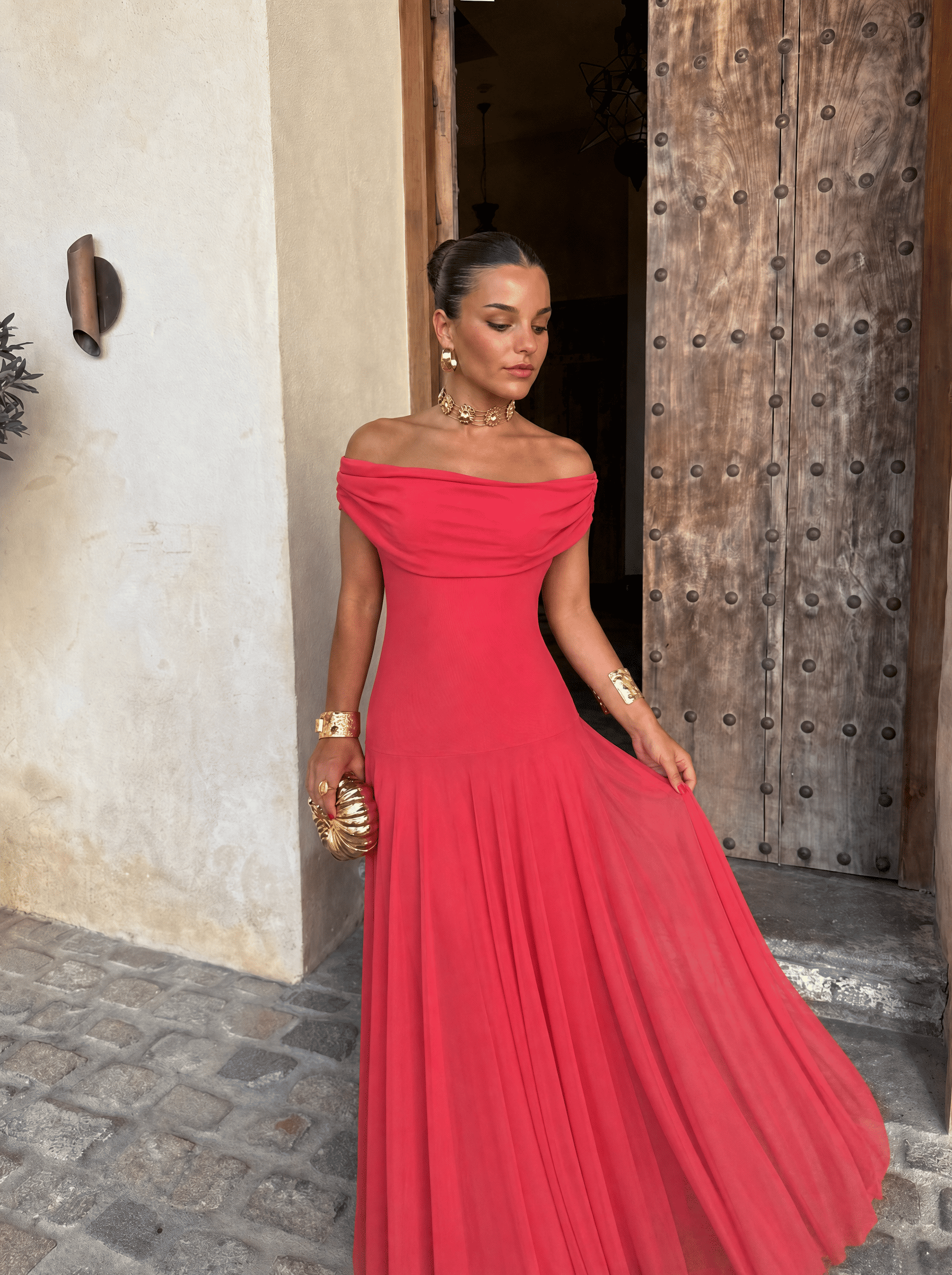 Vestido Nour Largo Color Coral