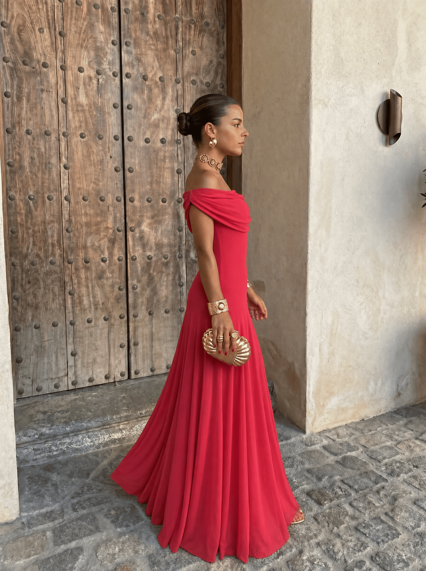 Vestido Nour Largo Color Coral