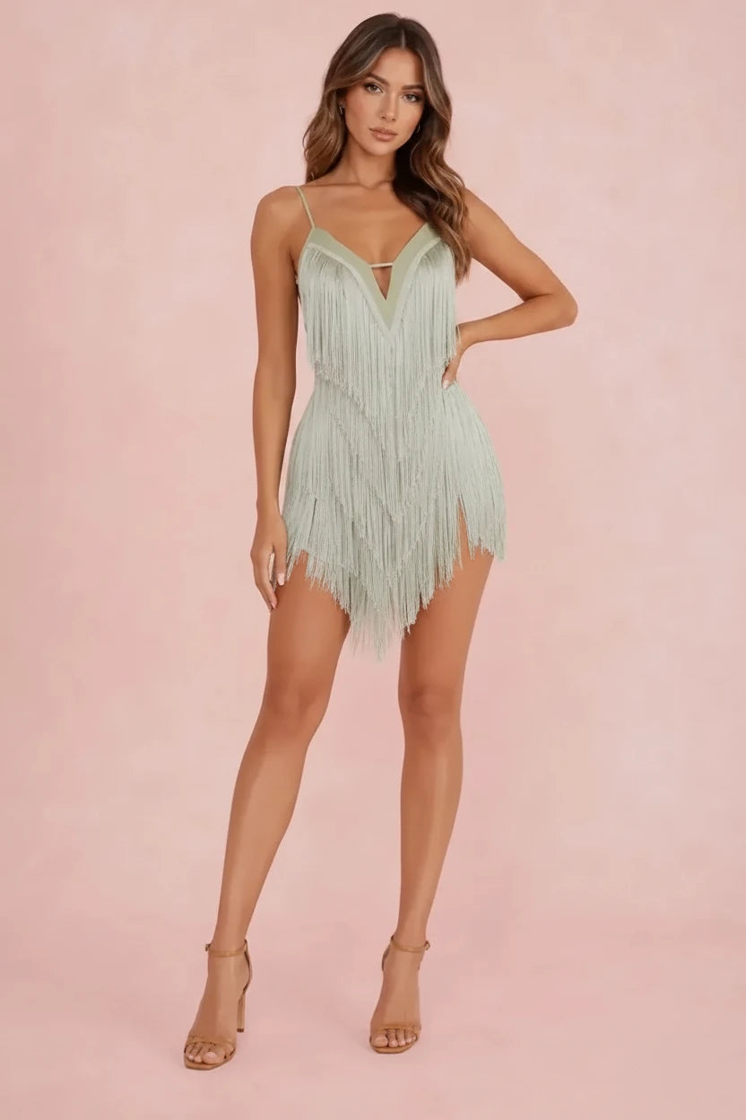 Vestido Aisha Flecos Sage
