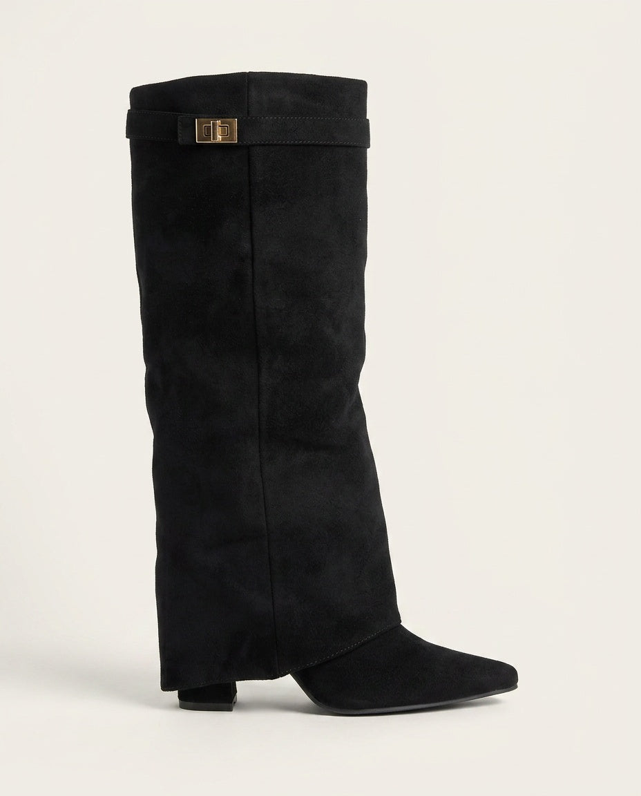 MONTLEIGH — Botas Efecto Ante con Detalle Dorado