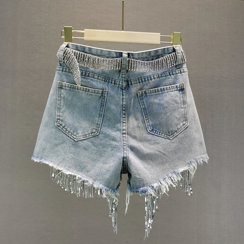 Pantalón Corto Denim Luisa con Fleco