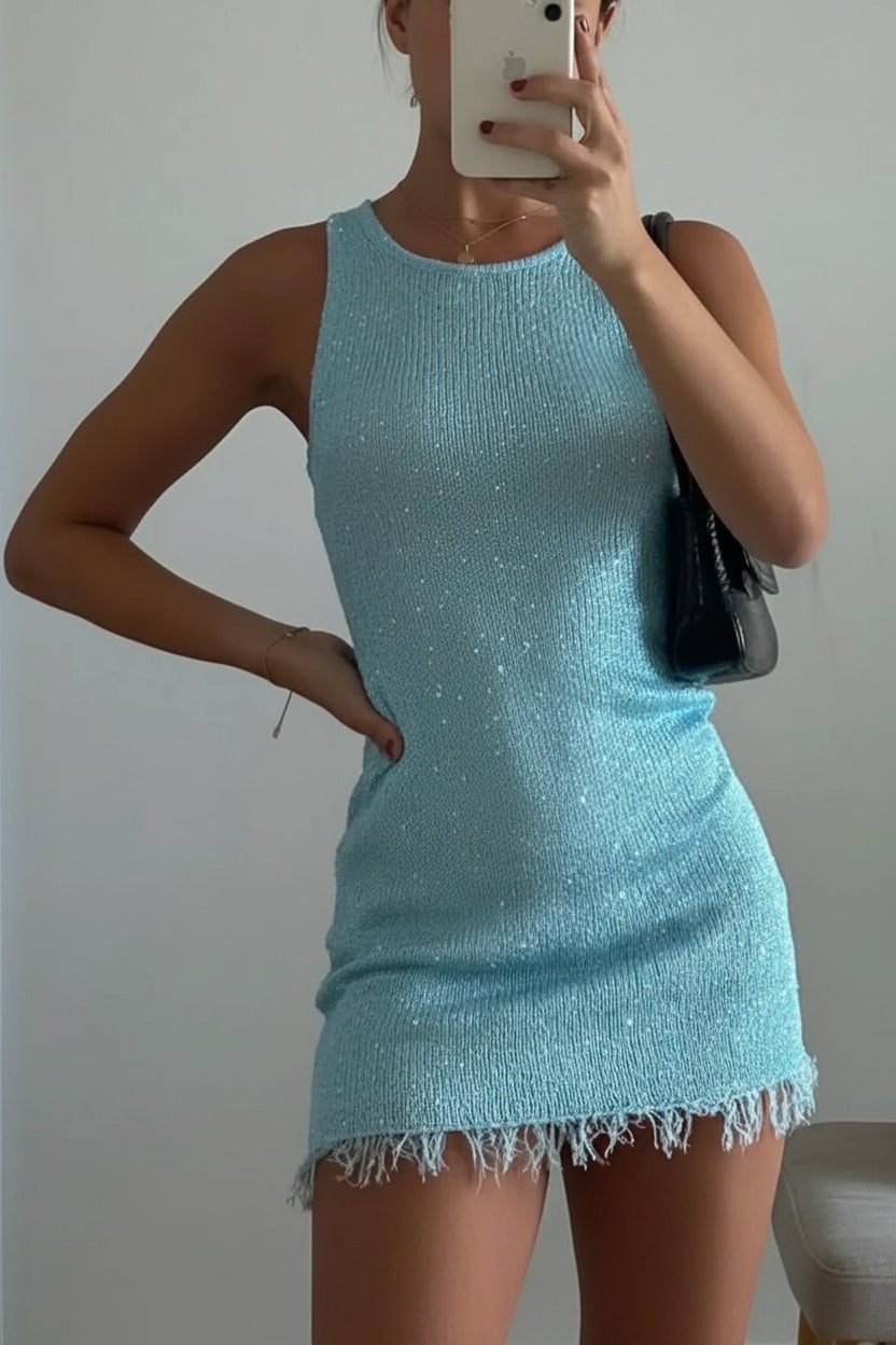 Lina mini vestido sin mangas semitransparente