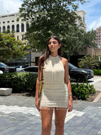 Fabiola Vestido mini con fruncido y espalda abierta