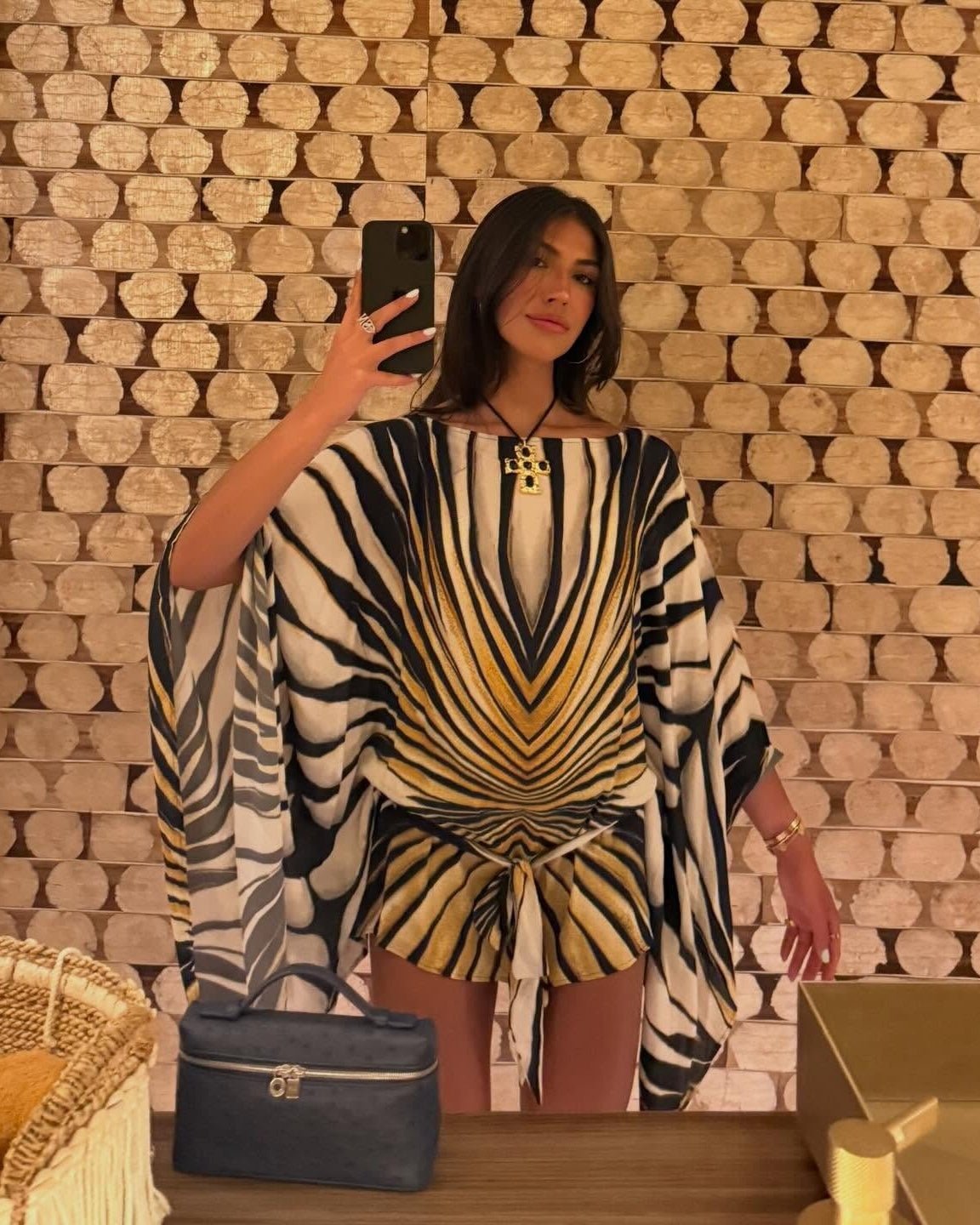 Marga kaftán con estampado de cebra