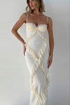 Vestido maxi Heyla de encaje con volantes