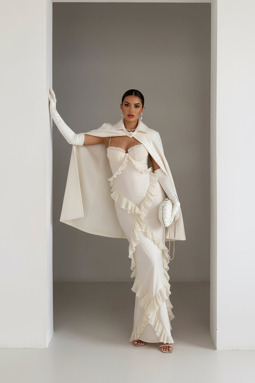 Vestido maxi Heyla de encaje con volantes