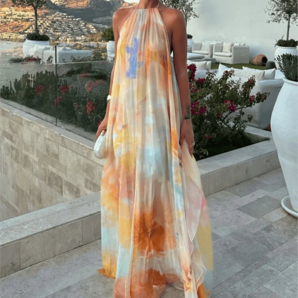 Vestido Soler Maxi Halter cordones