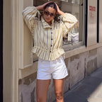 Chaqueta Gaby con cuello alto y rayas