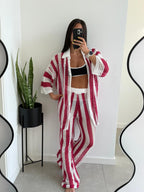 Conjunto Caren de crochet a rayas