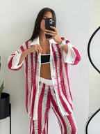 Conjunto Caren de crochet a rayas