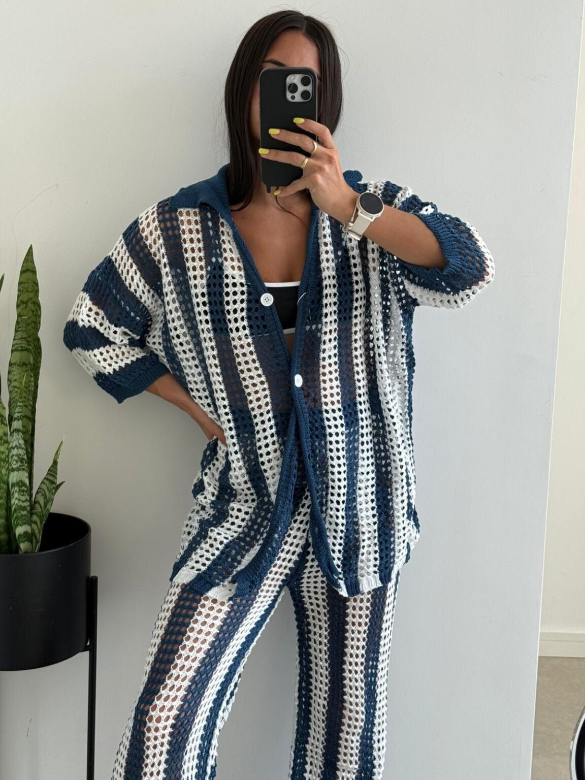 Conjunto Caren de crochet a rayas