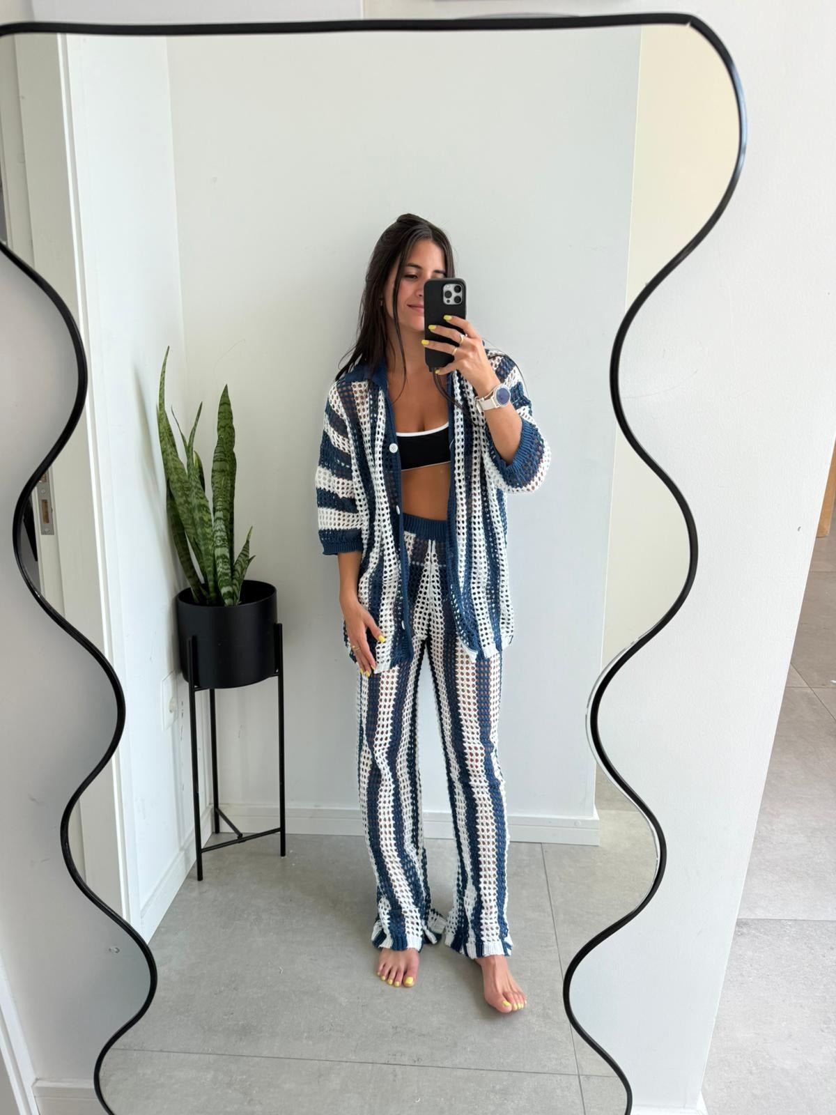 Conjunto Caren de crochet a rayas