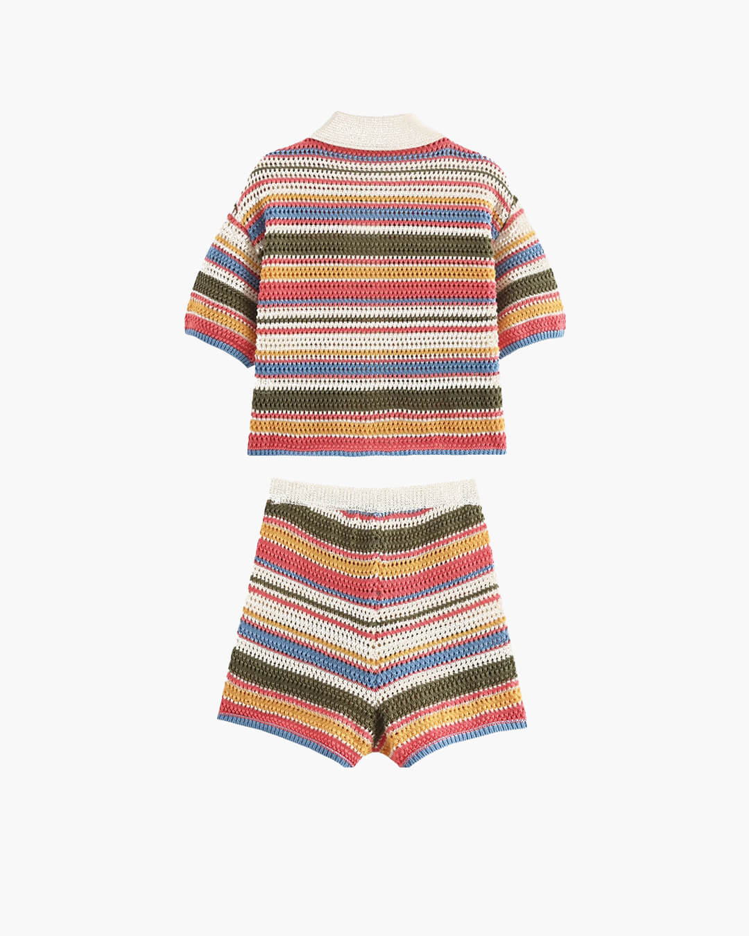 Conjunto Andrea suéter corto crochet y shorts