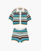 Conjunto Andrea suéter corto crochet y shorts