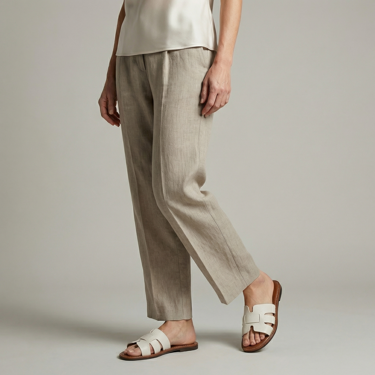 Sandalias Slide Planas con Efecto Piel